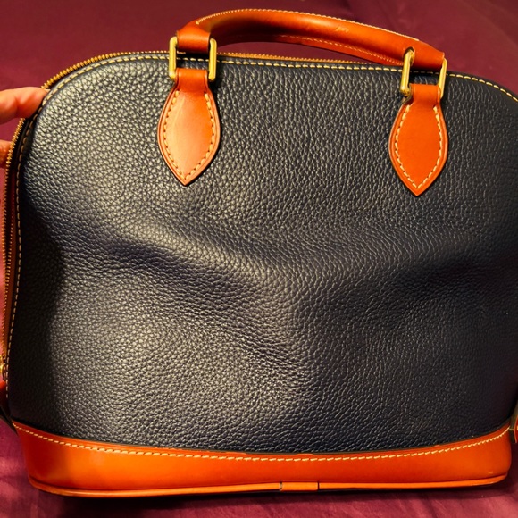 Dooney & Bourke Saffiano Pebble Grain Leather Doomed Satchel, Navy - Picture 3 of 12